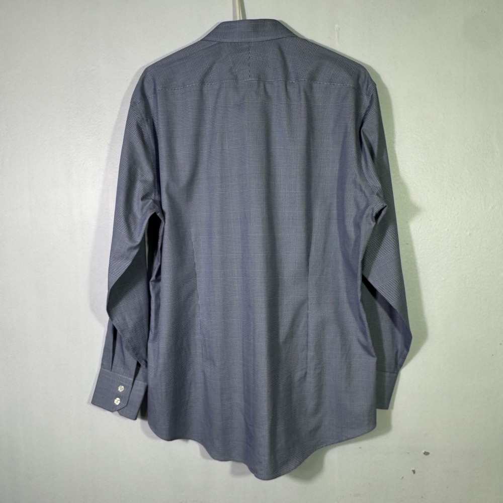 Black Brown 1826 Mens Blue Check Egyptian Cotton Slim Fit Non Iron Shirt 16.5 34 - Picture 7 of 16
